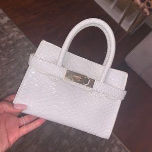 White mini croc bag